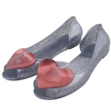 Coeur femmes open toe flats gelée chaussures sandales de plage& 